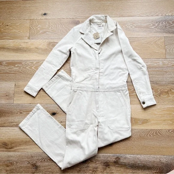 Faherty Overland Twill Jumpsuit Natural Off White Cream Size XS - Picture 10 of 11